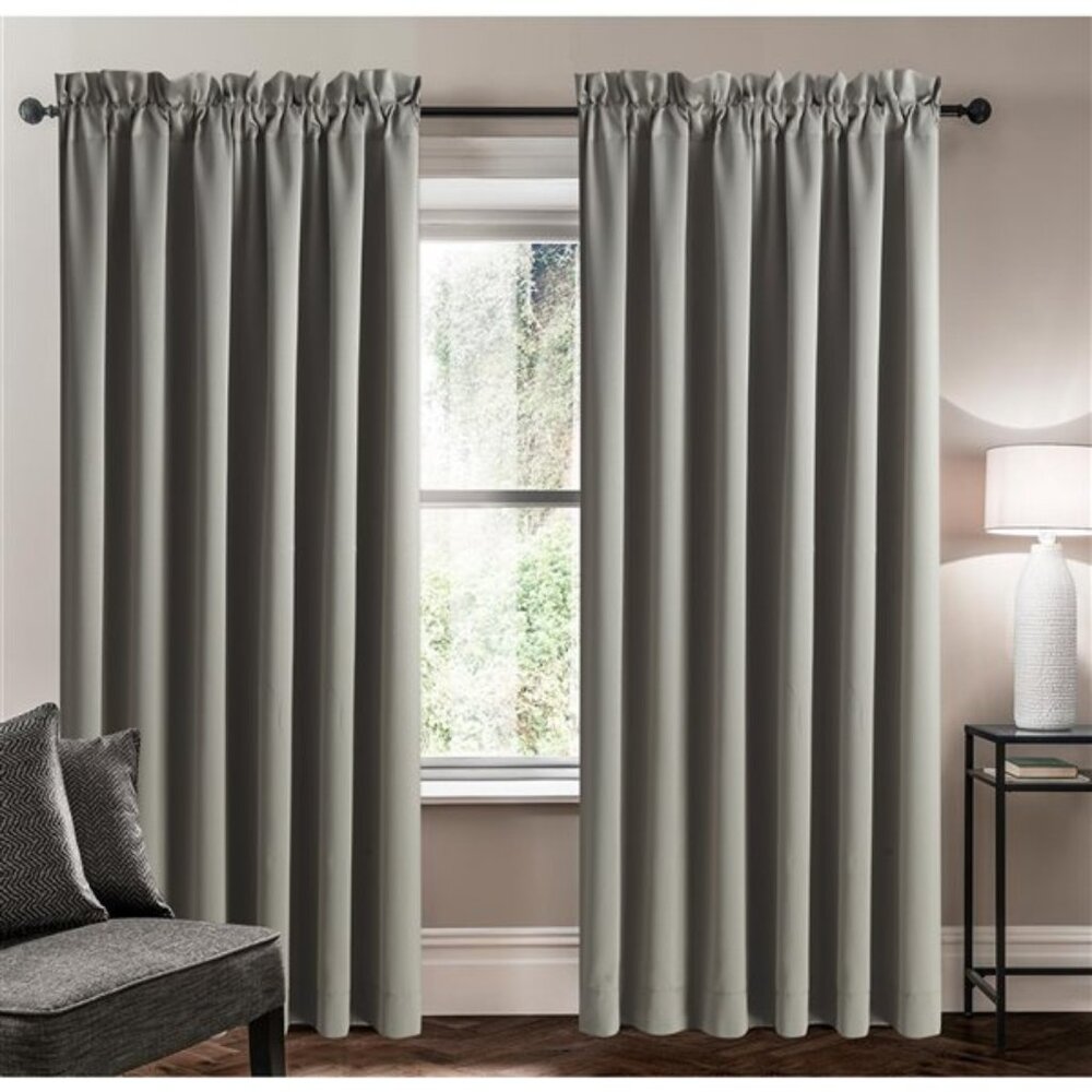 New Swift Home 95-in Grey Polyester Room Darkening Interlined Single Curtain Pan